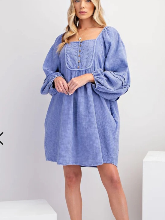 Three Bird Nest Dresses & Skirts - Three Bird Nest Puff-Sleeve Square-Neck Mini Dress
